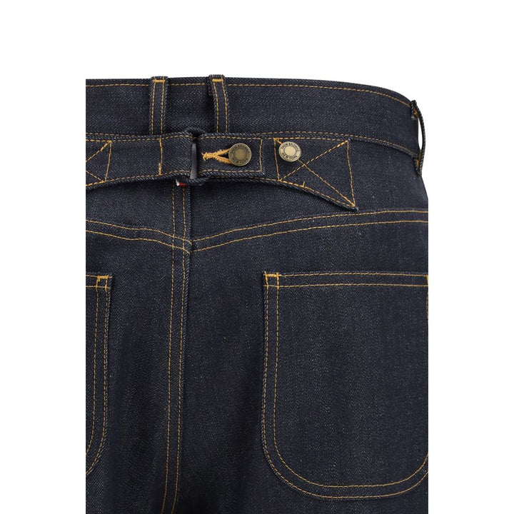 Thom Browne Blue Cotton Straight-leg Jeans