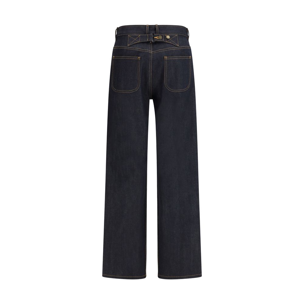 Thom Browne Blue Cotton Straight-leg Jeans