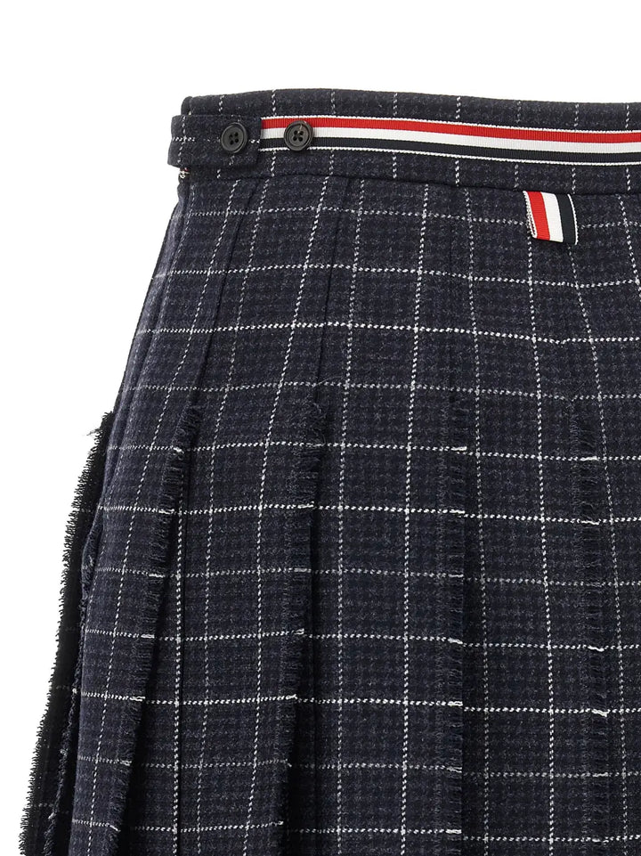 Thom Browne Blue Wool Long Skirt