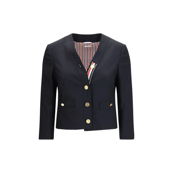 Thom Browne Blue Wool Oves Aries Biker Jacket