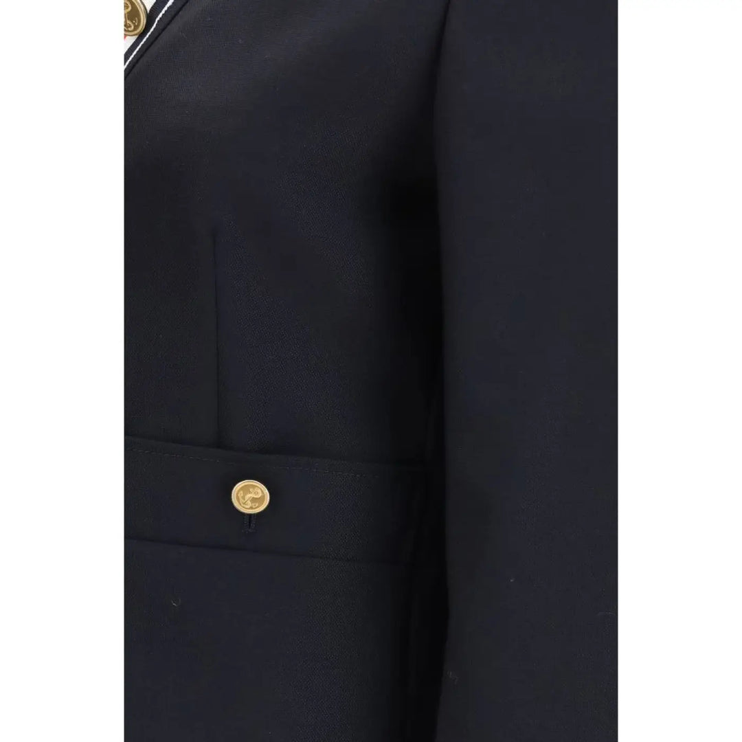Thom Browne Blue Wool Oves Aries Biker Jacket