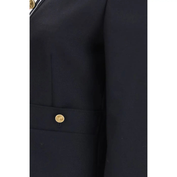 Thom Browne Blue Wool Oves Aries Biker Jacket