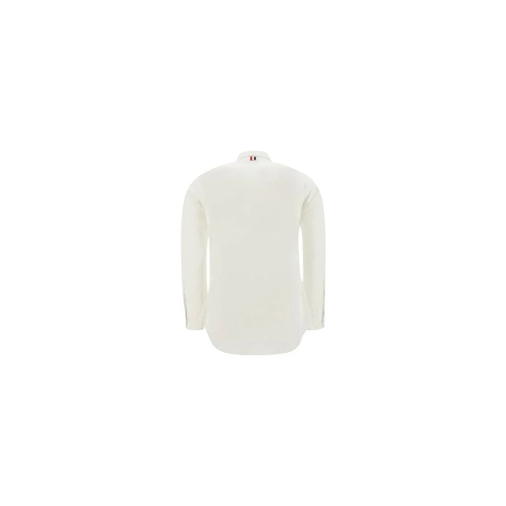 Thom Browne Cotton Shirt with Contrasting Embroidered Brand Signature