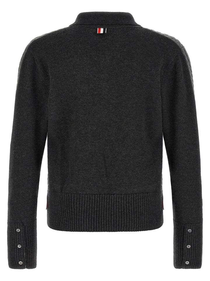 Thom Browne Gray Virgin Wool Polo Shirt