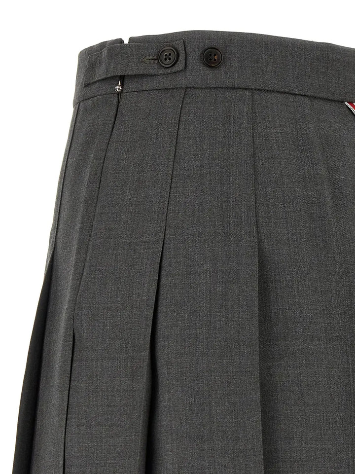 Thom Browne Gray Wool Long Skirt