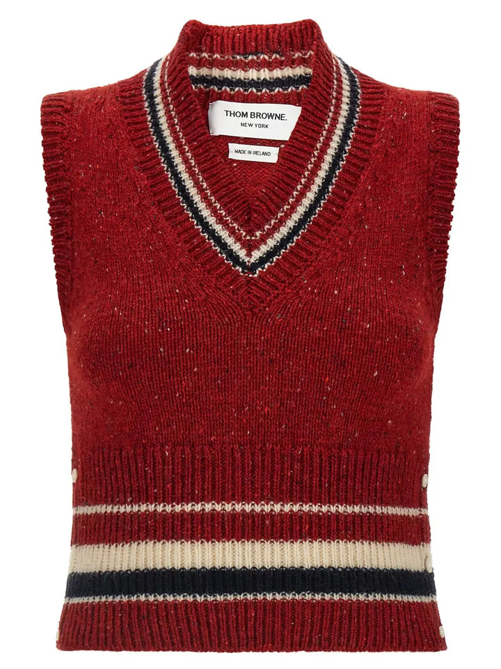 Thom Browne Red Wool Sleeveless Jacket