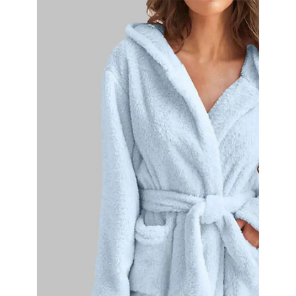 Experience Luxury with the Tie Waist Hooded Robe for Ultimate Comfort Clothing Tops Trendsi