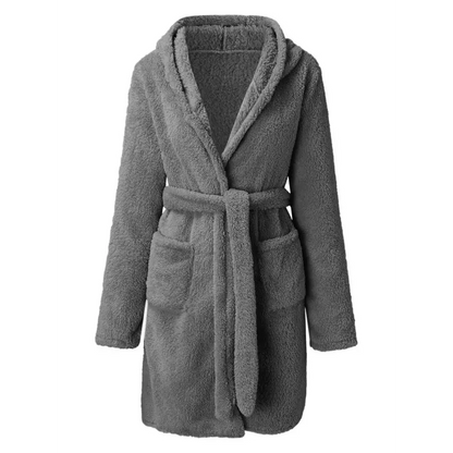 Experience Luxury with the Tie Waist Hooded Robe for Ultimate Comfort Clothing Tops Trendsi