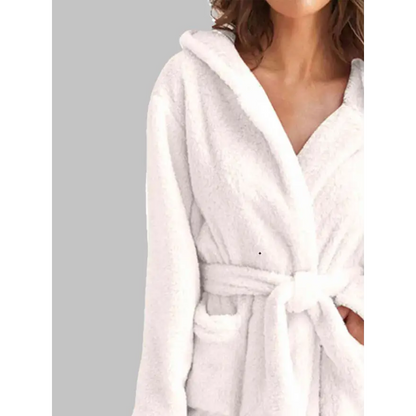 Experience Luxury with the Tie Waist Hooded Robe for Ultimate Comfort Clothing Tops Trendsi