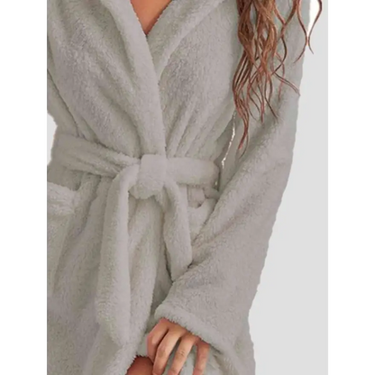 Experience Luxury with the Tie Waist Hooded Robe for Ultimate Comfort Clothing Tops Trendsi