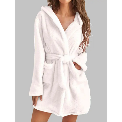 Experience Luxury with the Tie Waist Hooded Robe for Ultimate Comfort Clothing Tops Trendsi