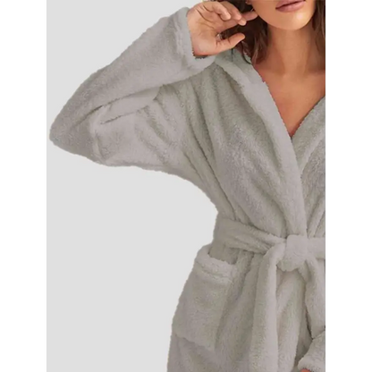 Experience Luxury with the Tie Waist Hooded Robe for Ultimate Comfort Clothing Tops Trendsi