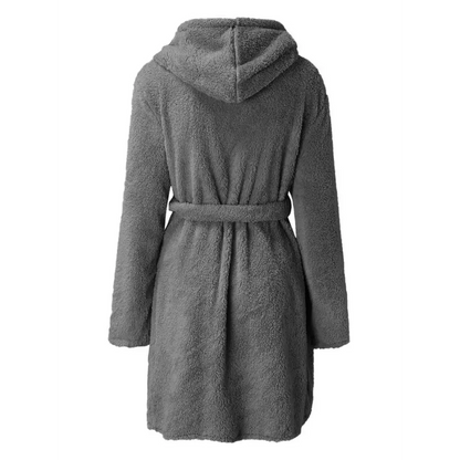 Experience Luxury with the Tie Waist Hooded Robe for Ultimate Comfort Clothing Tops Trendsi