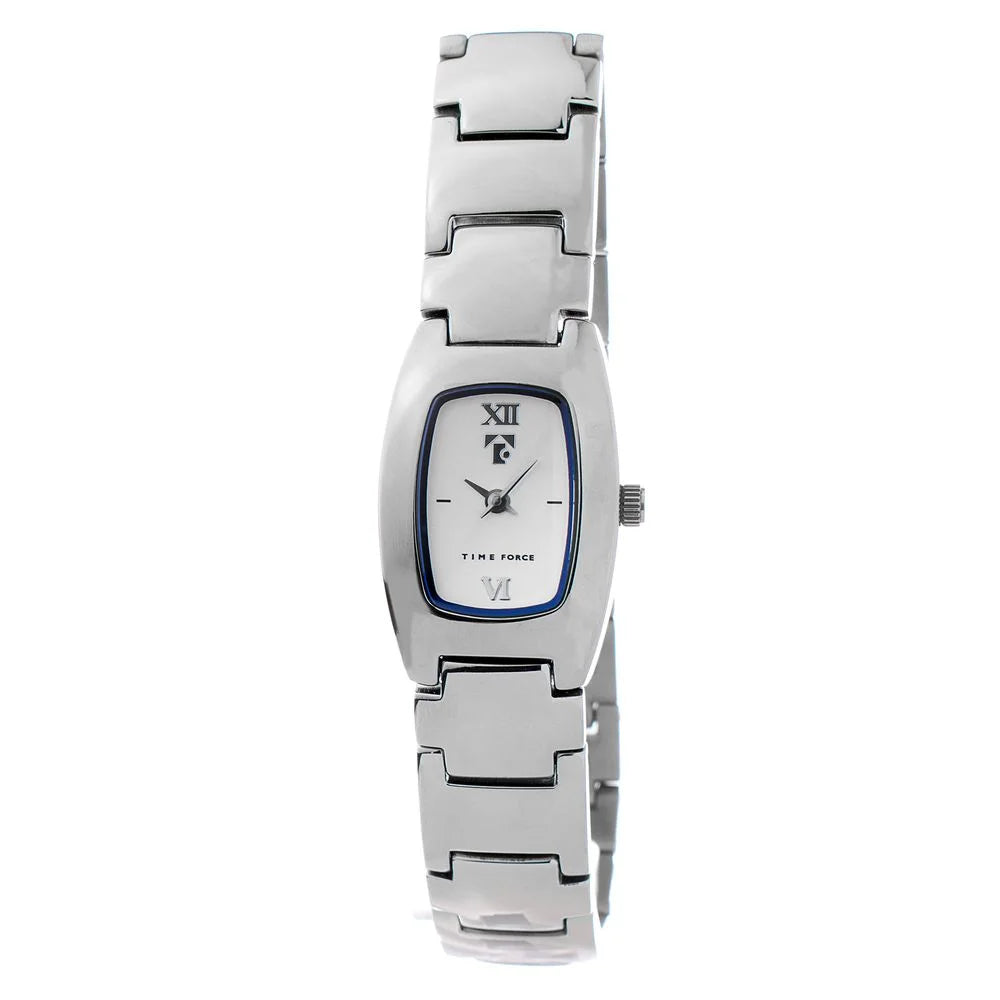 Time Force Silver Stainless Steel Quartz Watch with White Dial 18MM