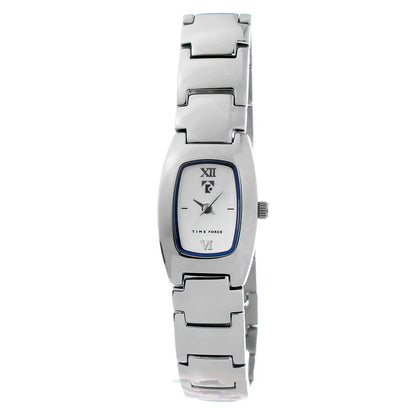 Time Force Silver Stainless Steel Quartz Watch with White Dial 18MM