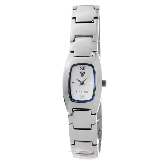 Time Force Silver Stainless Steel Quartz Watch with White Dial 18MM