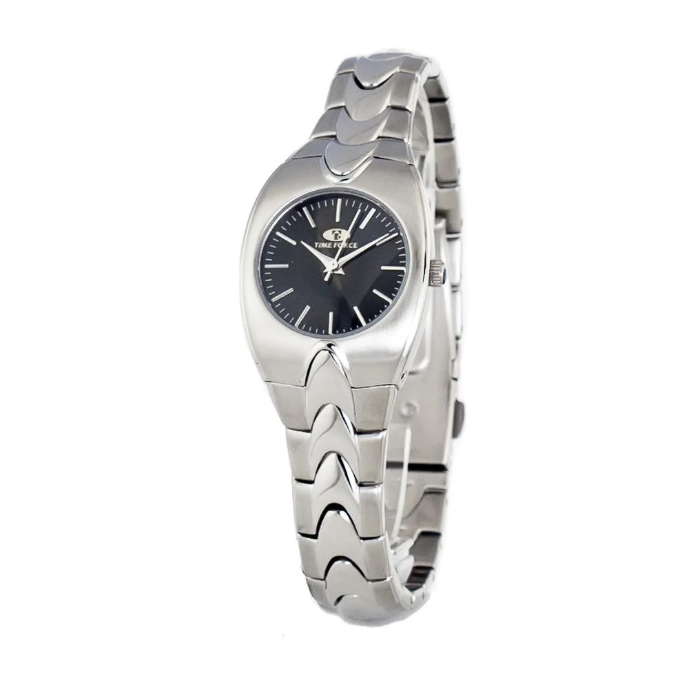 Time Force Silver Stainless Steel Watch Black Dial 26mm
