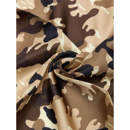 Tom Ford Beige Camouflage Silk Pocket Square with Logo Print