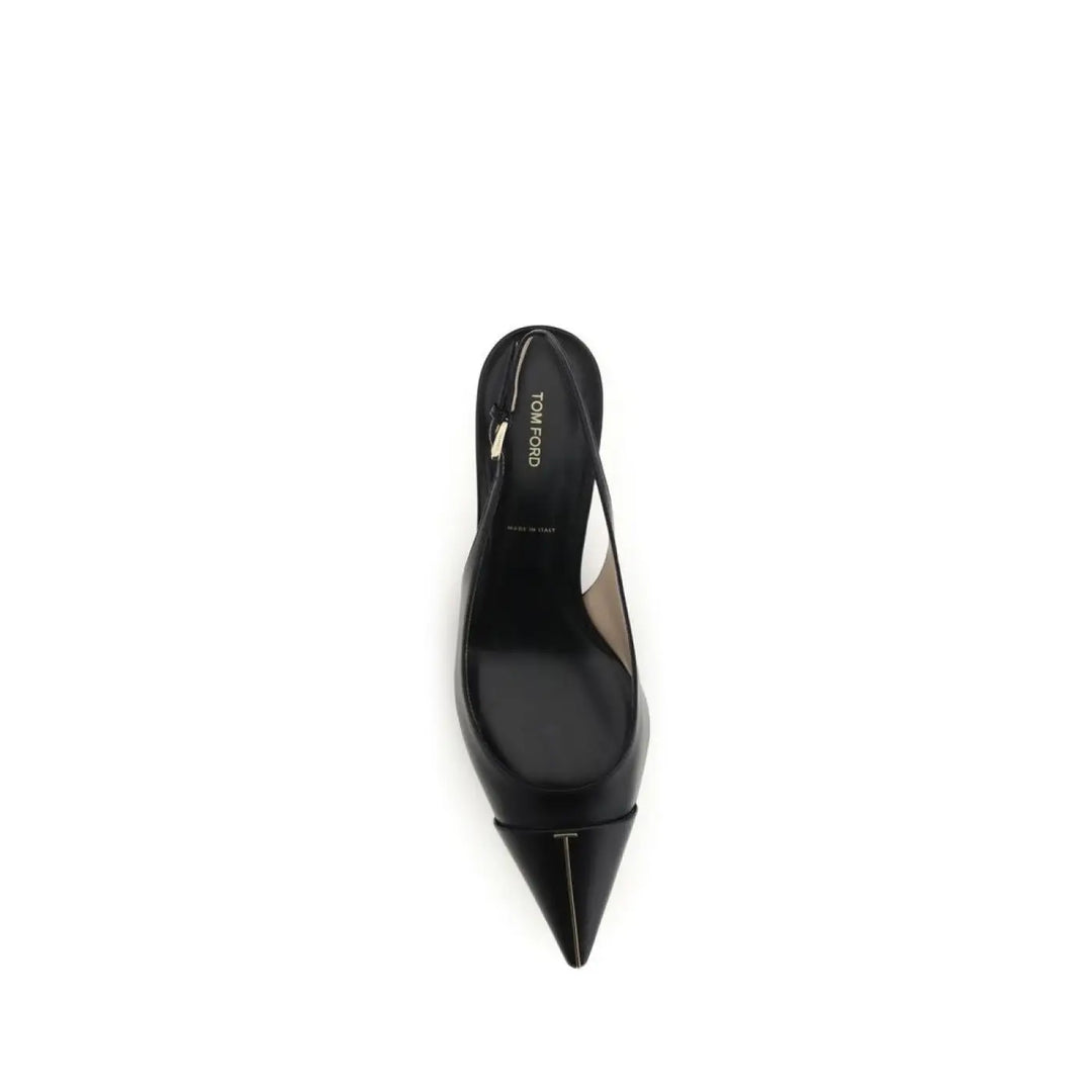 Tom Ford Black Calf Leather Bos Taurus Mid Heel Pumps