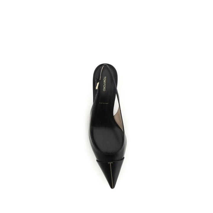 Tom Ford Black Calf Leather Bos Taurus Mid Heel Pumps