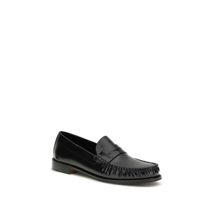 Tom Ford Black Calf Leather Bos Taurus Slip-On Loafers