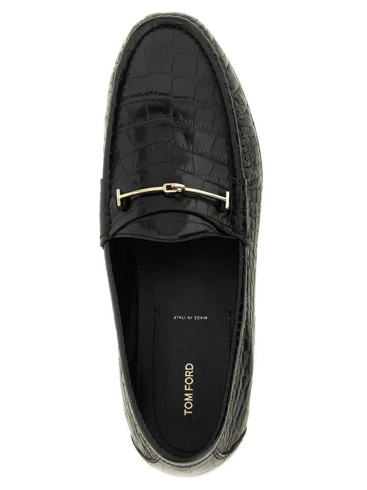 Tom Ford Black Calfskin Slip-on Loafers