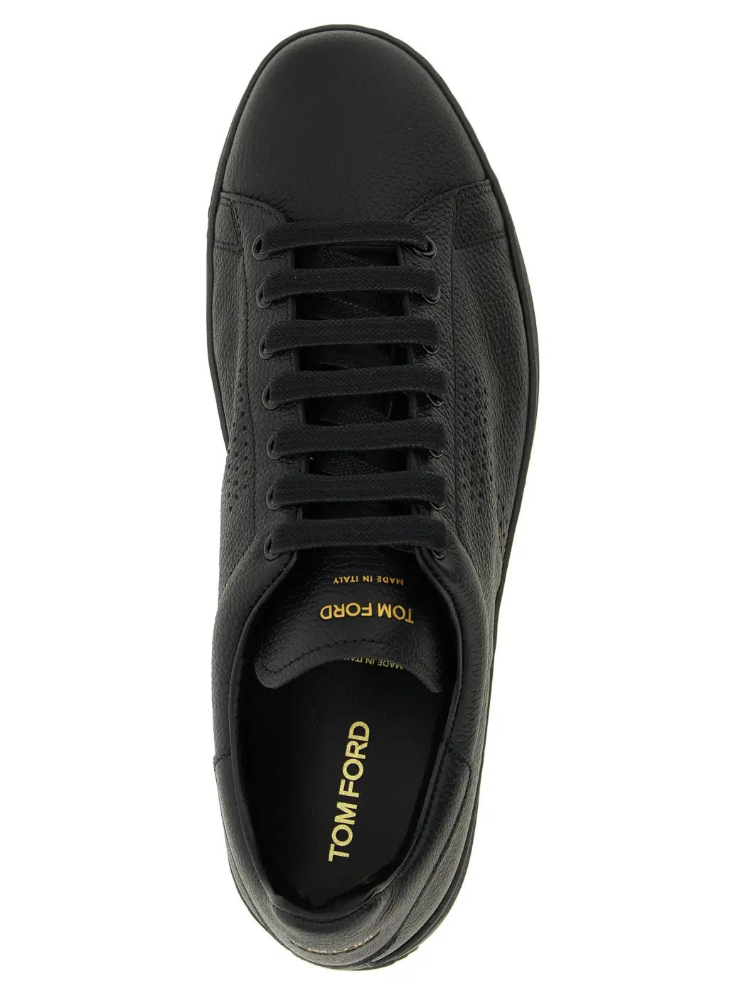 Tom Ford Black Leather Low Top Sneakers