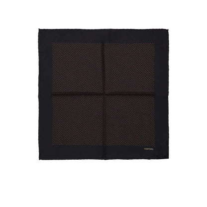 Tom Ford Black Silk Polka Dot Pocket Square Red Accents