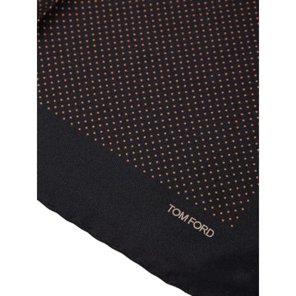 Tom Ford Black Silk Polka Dot Pocket Square Red Accents