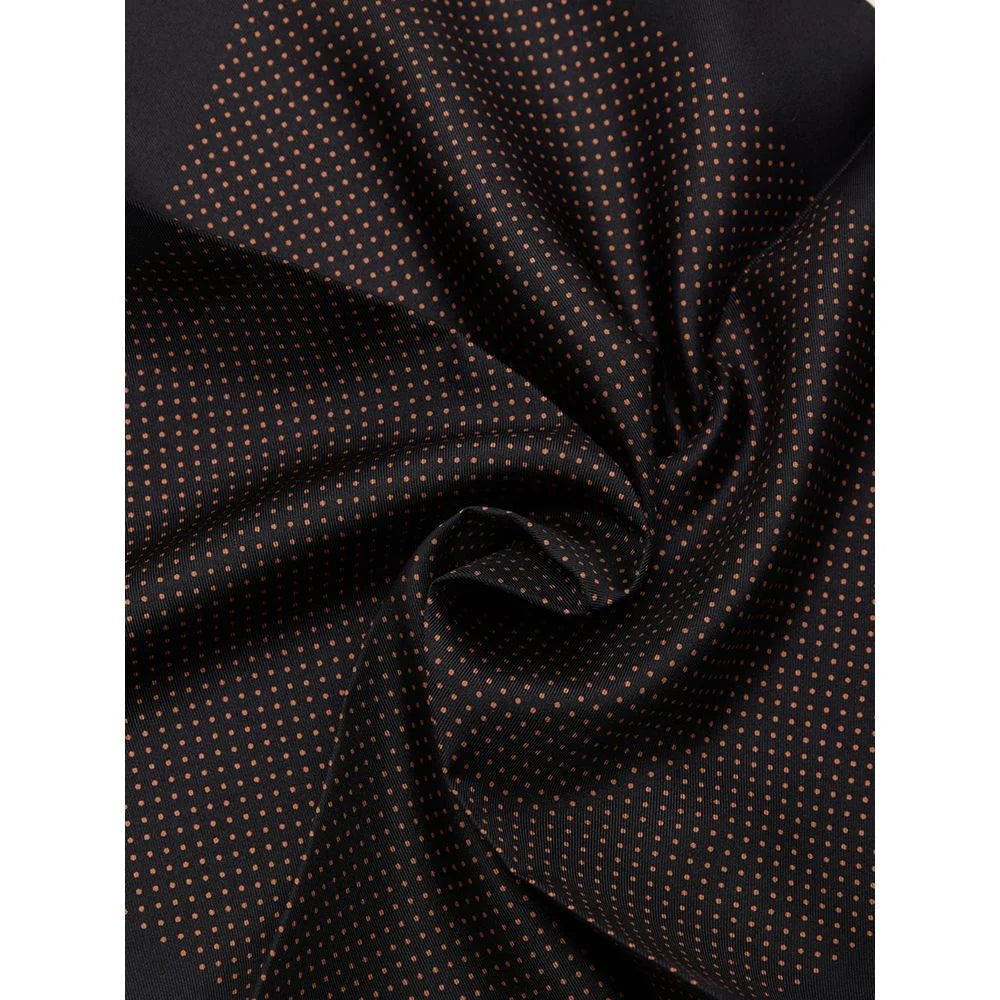 Tom Ford Black Silk Polka Dot Pocket Square Red Accents