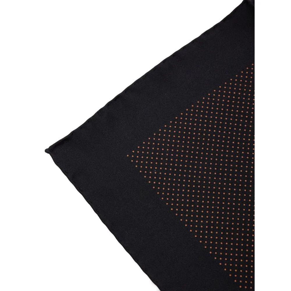 Tom Ford Black Silk Polka Dot Pocket Square Red Accents