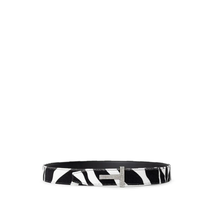 Tom Ford Black and White Leather Regular Belt
