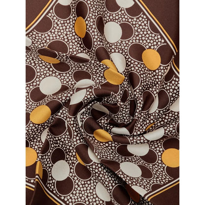 Tom Ford Brown Silk Pocket Square with Multicolor Circle Print