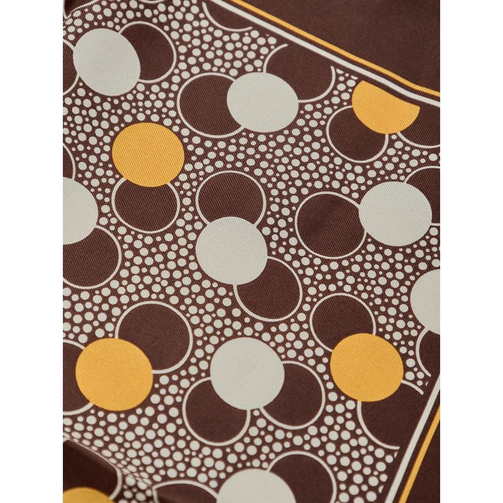 Tom Ford Brown Silk Pocket Square with Multicolor Circle Print