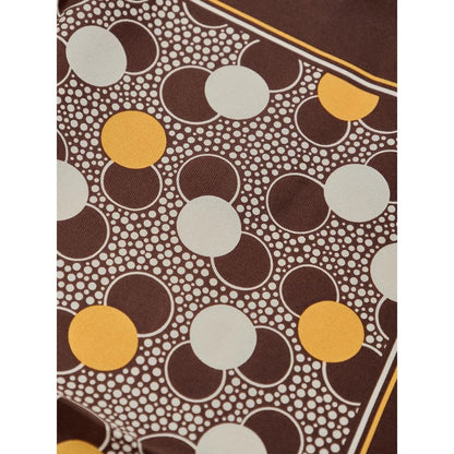 Tom Ford Brown Silk Pocket Square with Multicolor Circle Print