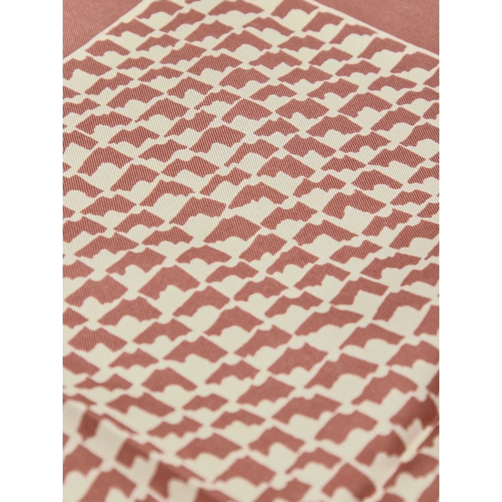 Tom Ford Brown Silk Pocket Square with White Trim and Logo