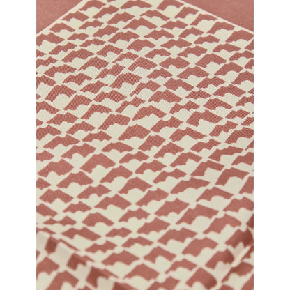 Tom Ford Brown Silk Pocket Square with White Trim and Logo