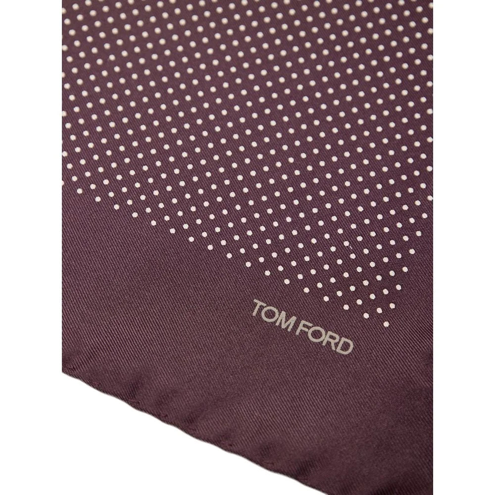 Tom Ford Burgundy Silk Pocket Square with Polka Dots
