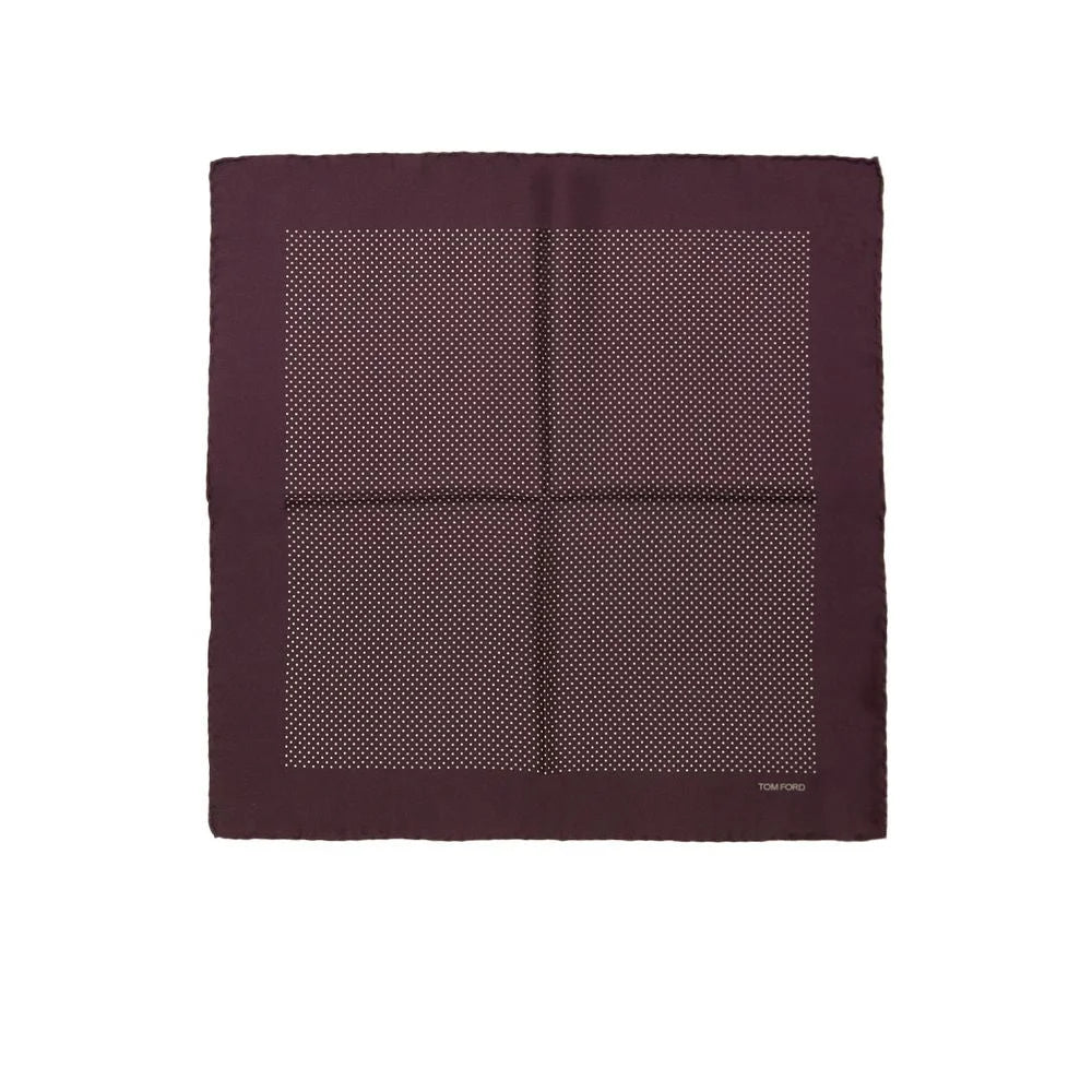 Tom Ford Burgundy Silk Pocket Square with Polka Dots