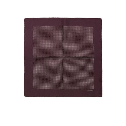 Tom Ford Burgundy Silk Pocket Square with Polka Dots