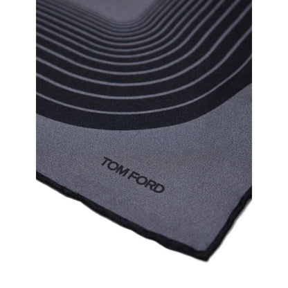 Tom Ford Dark Gray Silk Pocket Square with Geometric Print