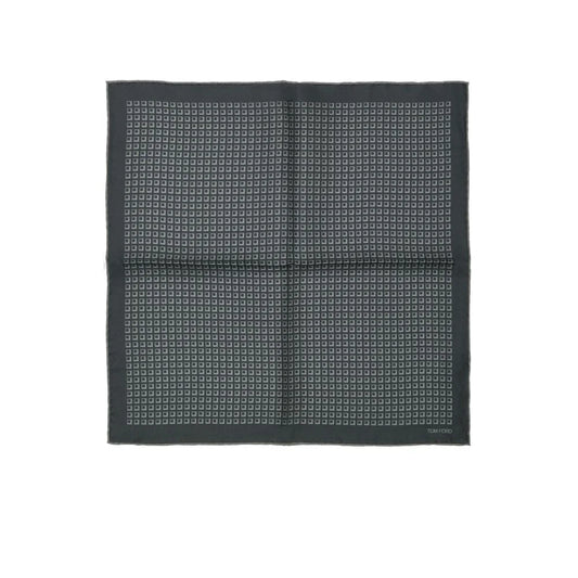 Tom Ford Green Silk Pocket Square with Signature Logo Print