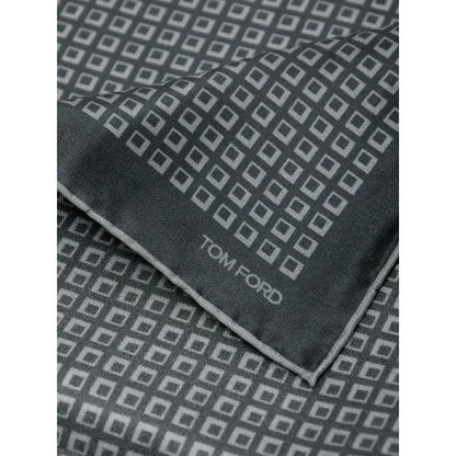 Tom Ford Green Silk Pocket Square with Signature Logo Print
