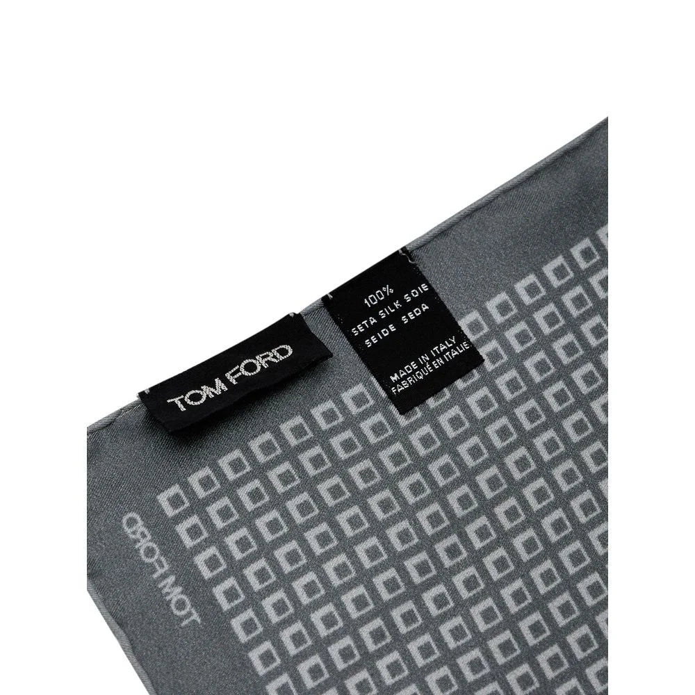 Tom Ford Green Silk Pocket Square with Signature Logo Print