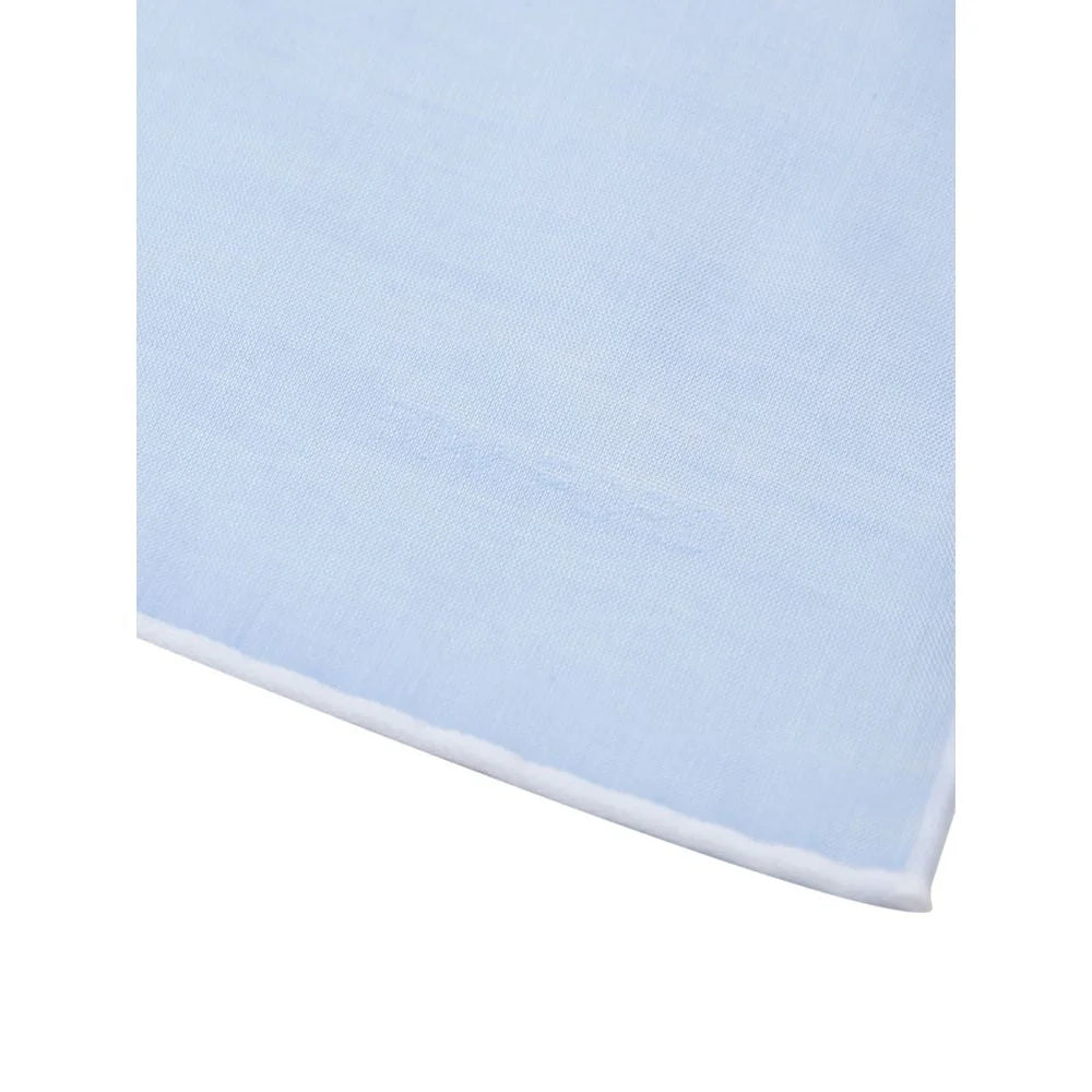 Tom Ford Light Blue Cotton Pocket Square with White Trim