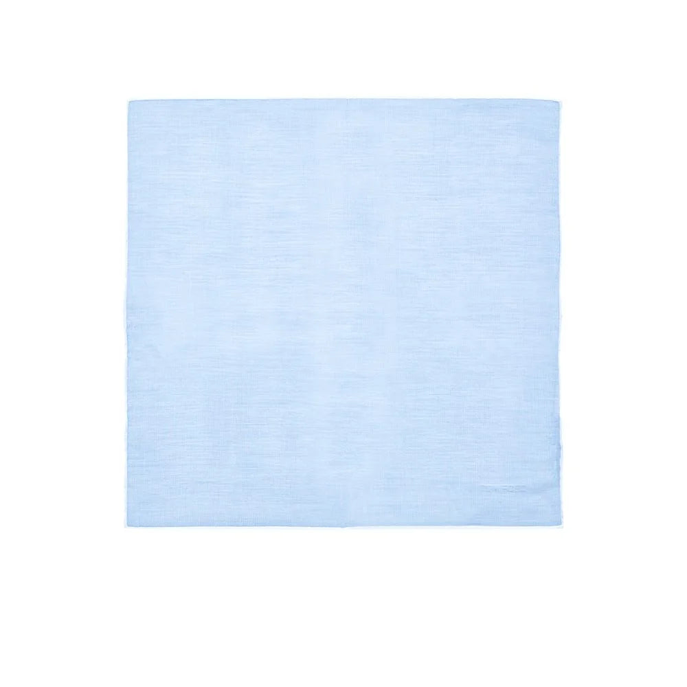 Tom Ford Light Blue Cotton Pocket Square with White Trim