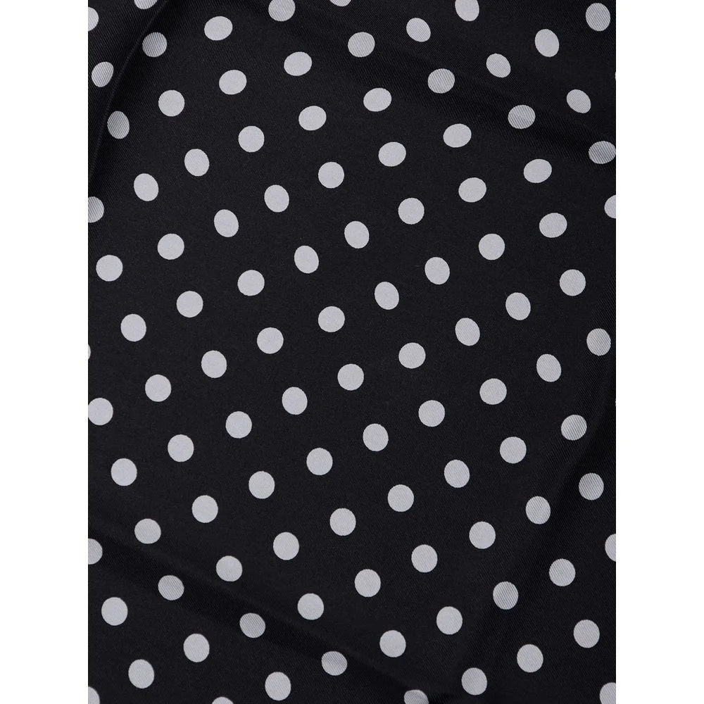 Tom Ford Navy Blue Silk Bandana with Gray Polka Dots and Stripes