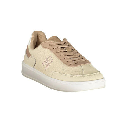 Tommy Hilfiger Beige Leather Sneakers for Effortless Street Style