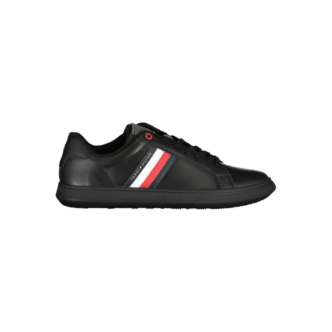 Tommy Hilfiger Black Leather Men Sneaker
