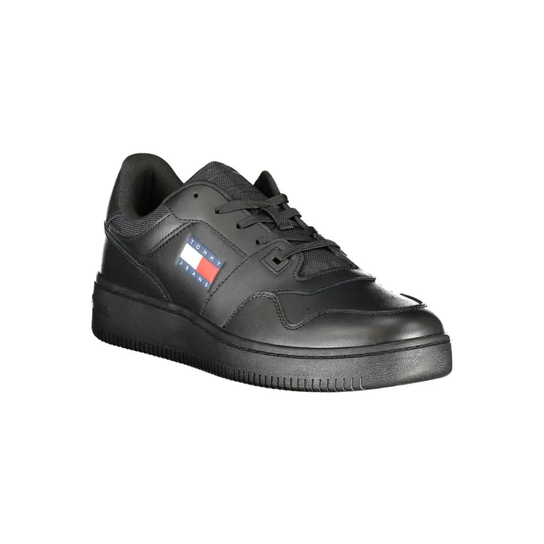 Tommy Hilfiger Black Leather Men’s Sneaker